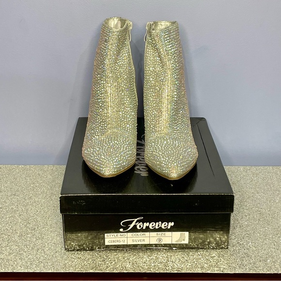 Forever Silver Booties 3” Heel Size 9 - Picture 2 of 7